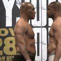 Mike Tyson, 54 de ani, și Roy Jones Jr., 51 de ani, s-au întâlnit față în față la cântărul oficial, cu o zi înaintea luptei din Los Angeles.