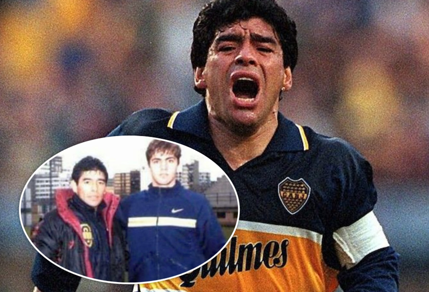 Diego Maradona și Elias Bazzi, medalion, în 1996