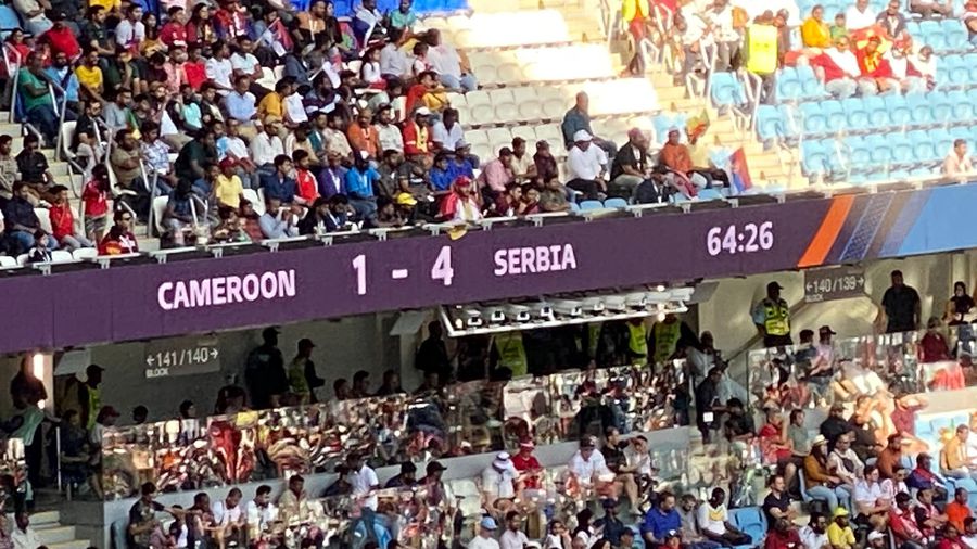 Tabela a dat eroare imediat după ce Camerun o egalase pe Serbia la 3. Foto: Andrei Crăițoiu (GSP) Reporterii GSP au transmis de pe stadion de la Camerun - Serbia » Răsturnări incredibile de situație la cel mai spectaculos meci de la Campionatul Mondial