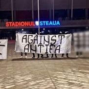 Mesajul ultrașilor afișat chiar în Ghencea: „Străzile sunt naționaliste!”. Îi numesc pe protestatari „anti-fasciști”