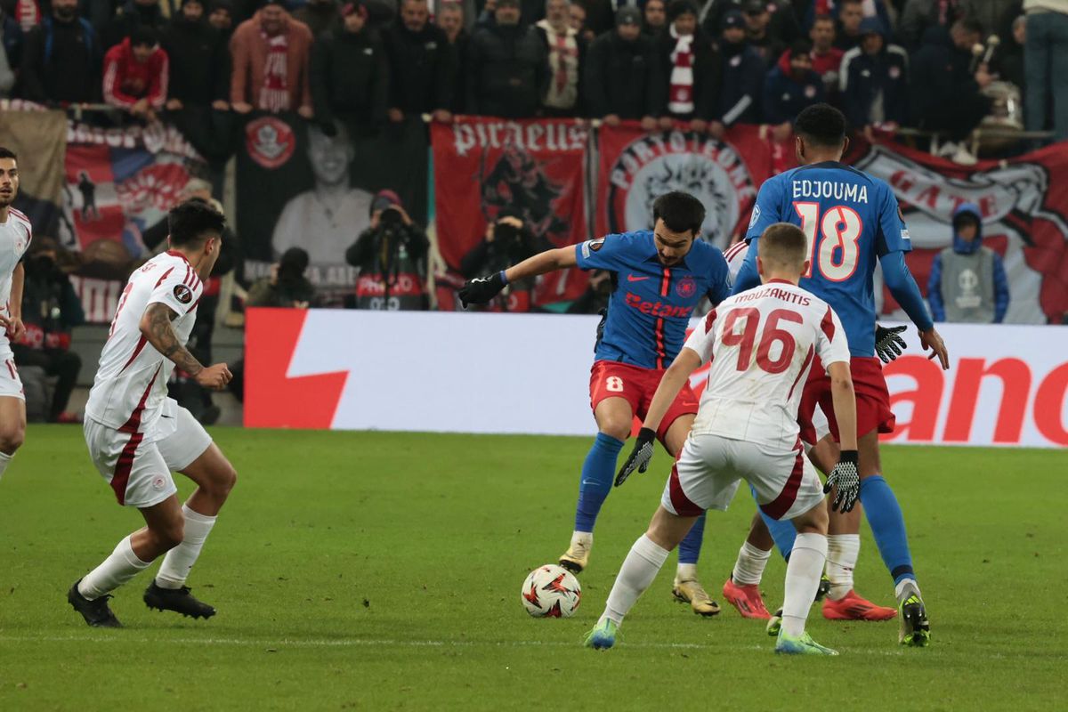 Se vede primăvara! În inferioritate numerică, FCSB a smuls eroic un punct cu Olympiakos