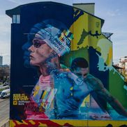 Mural David Popovici în Timișoara / foto: asociatia-edit.ro