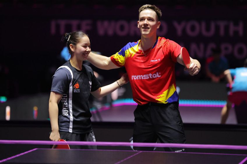 Iulian Chiriță și Anna Hursey/Foto: Facebook (Federația Română de Tenis de Masă)