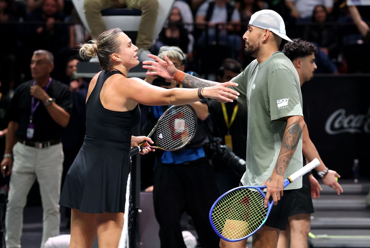Ciocnirea Sabalenka - Kyrgios, prima „Bătălie a sexelor” din acest secol, tranșată în 77 de minute » Aryna, intrare de zile mari: „Pregătisem altceva”
