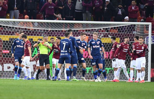 Moment crucial în Rapid - UTA: penalty, „roșu”, meci oprit 3 minute de arbitri!