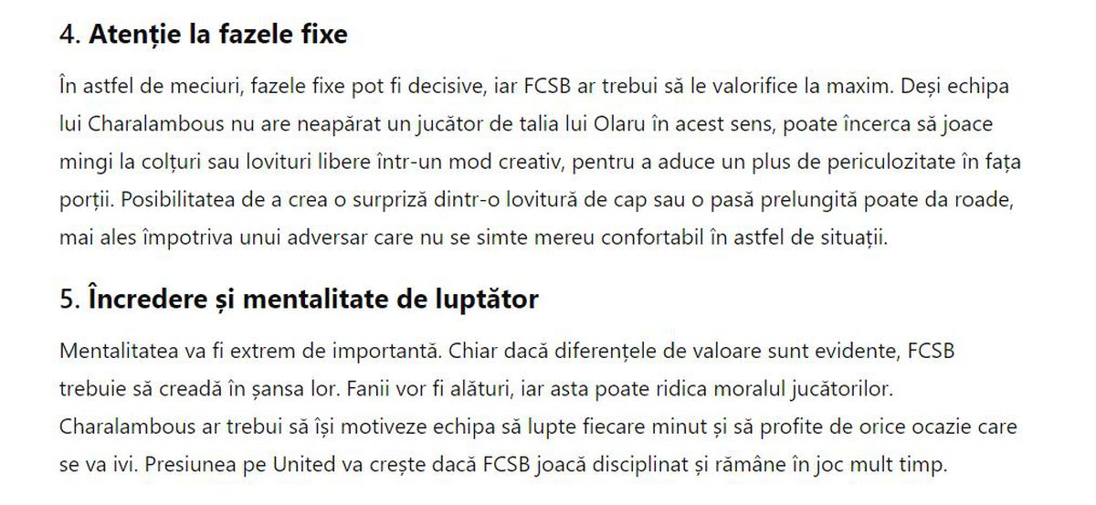 Am întrebat ChatGPT ce va fi la FCSB - Manchester United » AI i-a făcut tactica lui Charalambous: „Iată cum poți crea haos în apărarea lor” + Cum sunt văzute imixtiunile lui Becali