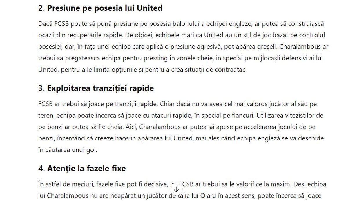 Experiment: ce spune ChatGPT despre FCSB - Manchester United