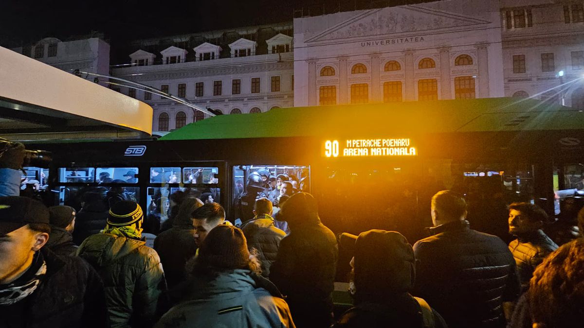 Bairam în Centrul Vechi, apoi fuga în stație: 1.000 de suporteri ai lui Fenerbahce au plecat spre Arena Națională cu STB-ul