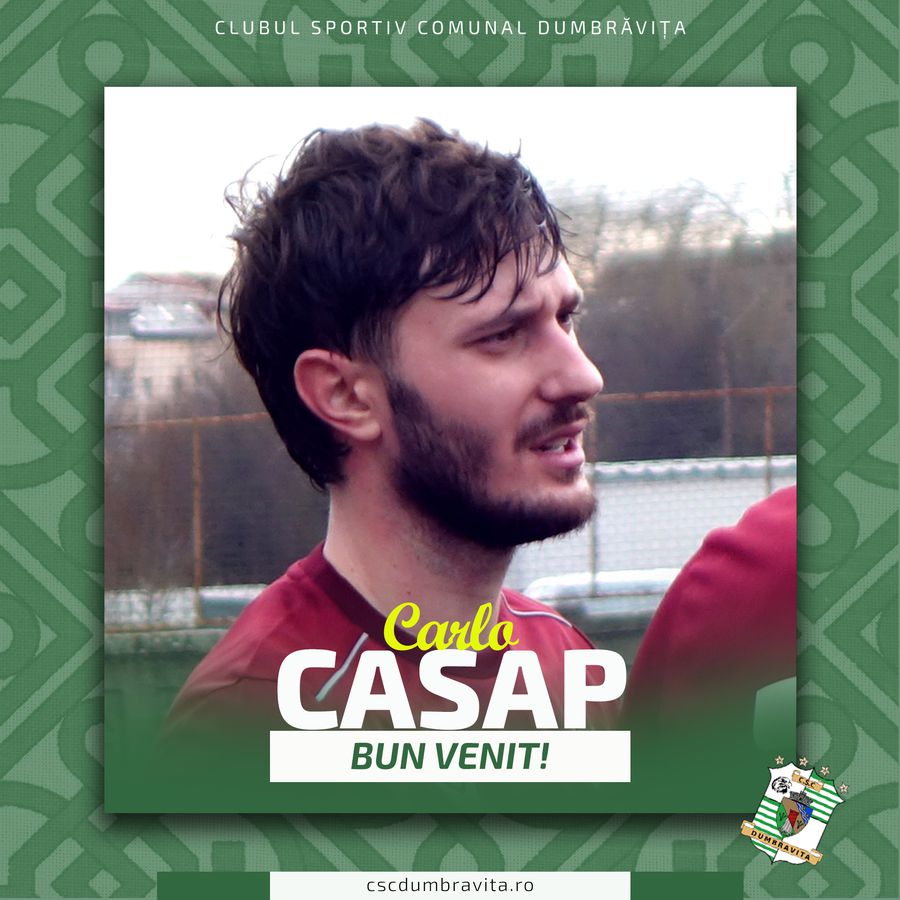 Carlo Casap, prezentat la CSC Dumbrăvița // FOTO: Facebook Ce decădere! Carlo Casap, dublul campion al României, a fost prezentat la noua echipă: „Bun venit!”
