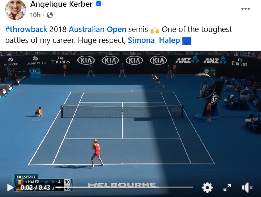 Postarea lui Angelique Kerber Angelique Kerber, mesaj superb pentru Simona Halep: „Sunt 7 ani de la una dintre cele mai dificile bătălii din carieră”