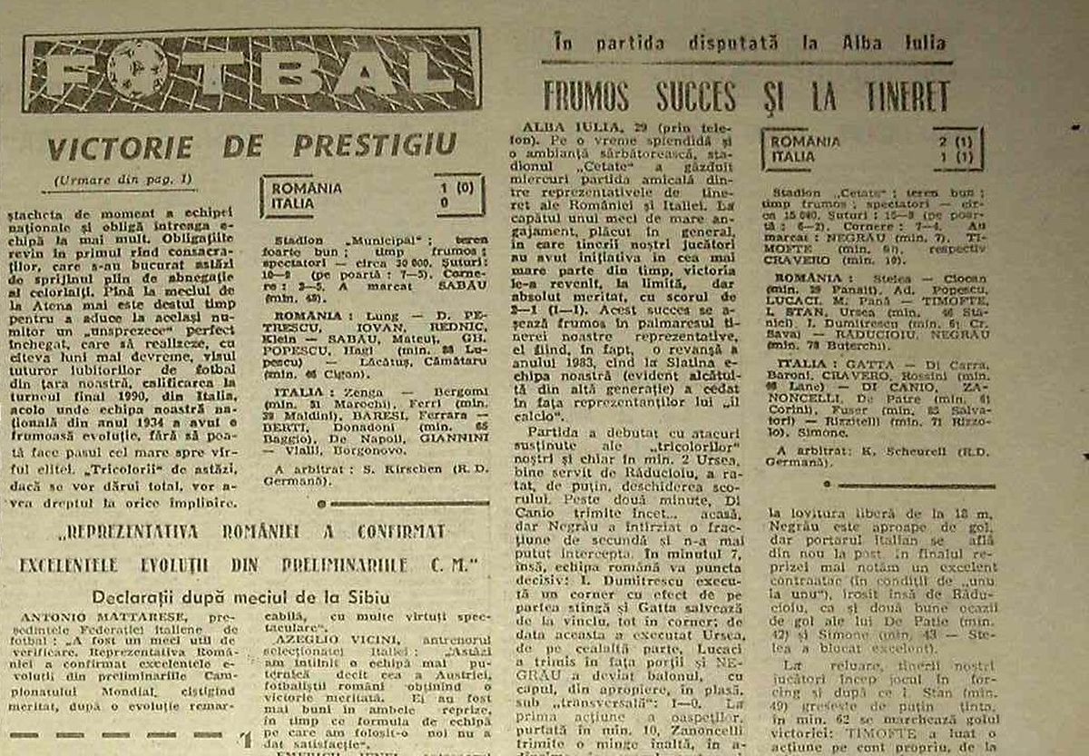 RETRO GSP. Ziua în care debutantul Petrescu i-a eclipsat pe Giannini și pe Ciro Ferrara. Și în care am bătut Italia de două ori