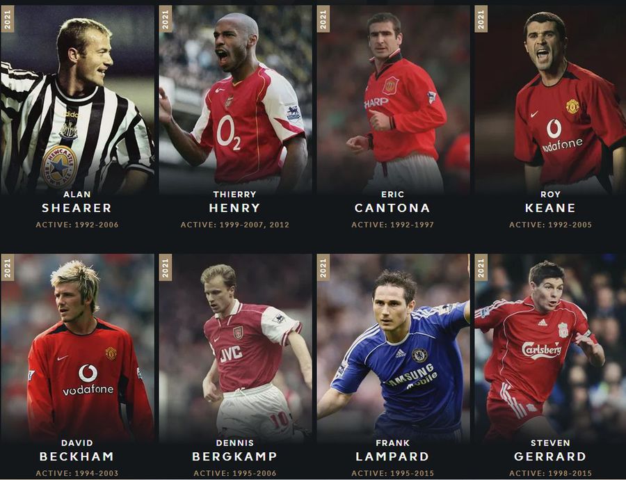 Jucătorii incluși în 2021 în Premier League Hall of Fame. Sursă foto: premierleague.com Sir Alex Ferguson și Arsene Wenger, primii doi antrenori incluși în Premier League Hall of Fame