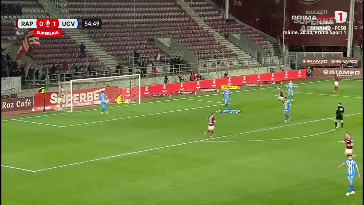 Fază ULUITOARE în Rapid - Craiova! Mirel Rădoi a răbufnit când a văzut autogolul