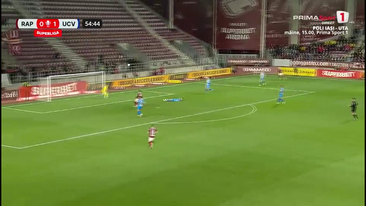 Fază ULUITOARE în Rapid - Craiova! Mirel Rădoi a răbufnit când a văzut autogolul