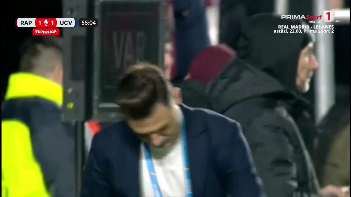 Fază ULUITOARE în Rapid - Craiova! Mirel Rădoi a răbufnit când a văzut autogolul