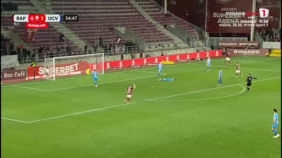 Fază ULUITOARE în Rapid - Craiova! Mirel Rădoi a răbufnit când a văzut autogolul