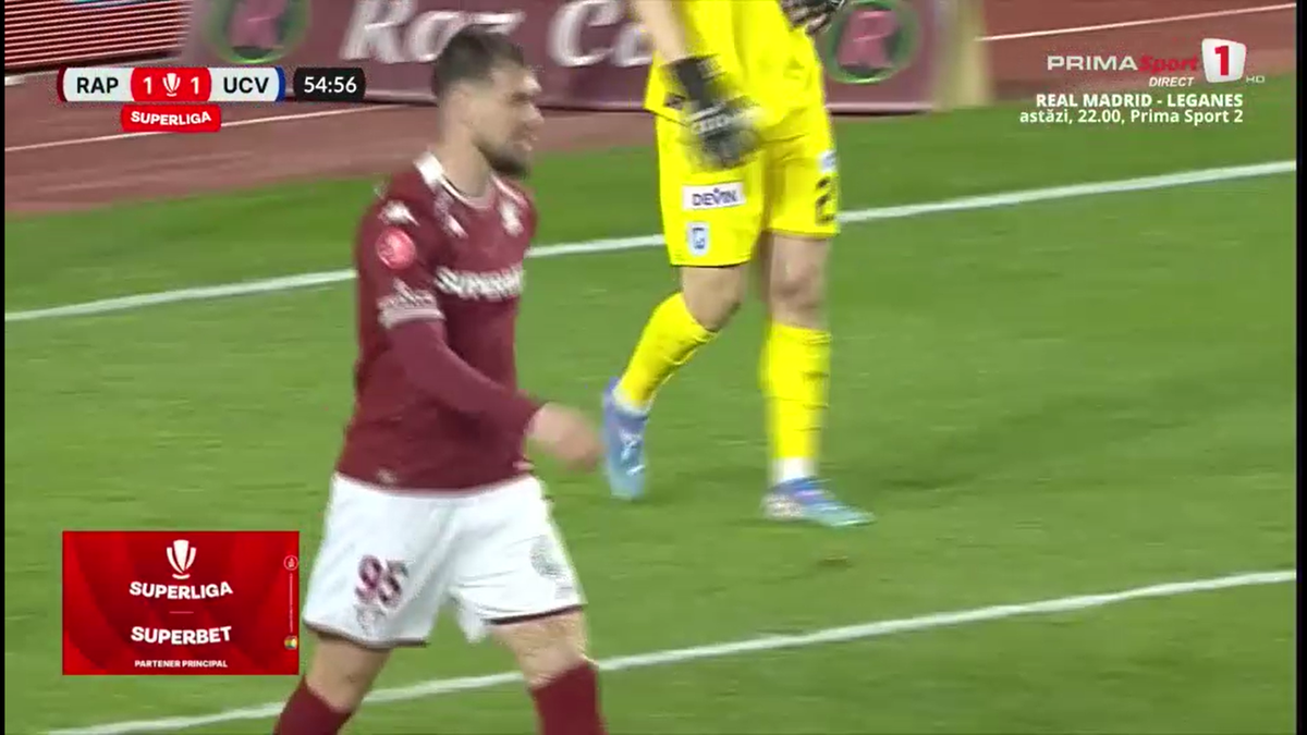 Fază ULUITOARE în Rapid - Craiova! Mirel Rădoi a răbufnit când a văzut autogolul