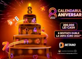 La 8 ani de Betano te premiem cu 8 invitații duble la UEFA EURO 2024 și premii totale de 200.000 Lei Cash!