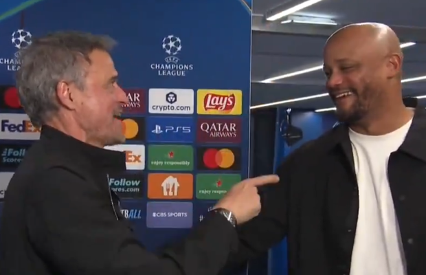 Luis Enrique l-a tachinat pe Vincent Kompany în fața camerelor » Moment inedit în tunelul de la Paris
