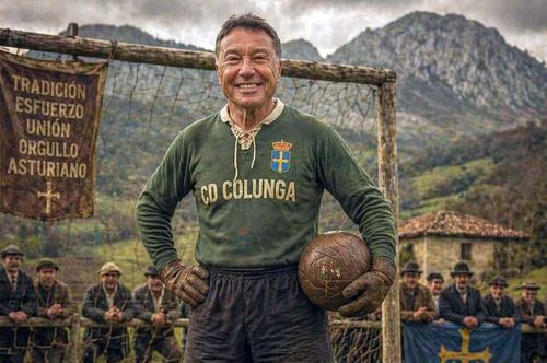 Pentru a marca momentul, CD Colunga a realizat un fotomontaj cu ajutorul inteligenței artificiale