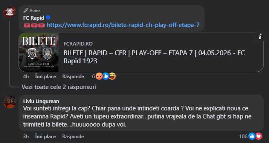 „Bocciu” a comentat la postarea clubului și i-a făcut praf: „Voi sunteți întregi la cap?”