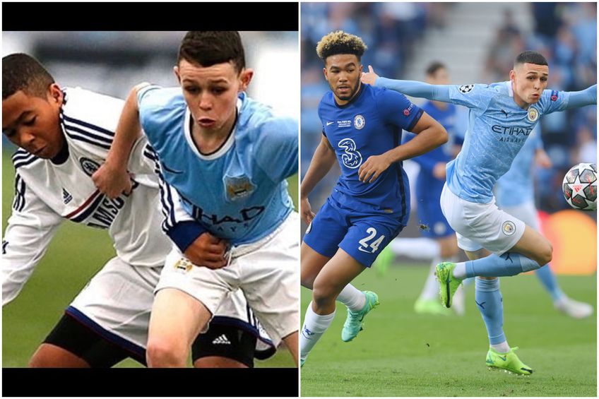 Reece James (21 de ani), fundașul dreapta al lui Chelsea, și Phil Foden (21 de ani), mijlocașul lui Manchester City, au refăcut o poză celebră din copilărie, chiar în timpul finalei UEFA Champions League.