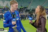 Cu trofeul în pantaloni după finala Conference League! Reportera nu s-a abținut: „Interesant...”