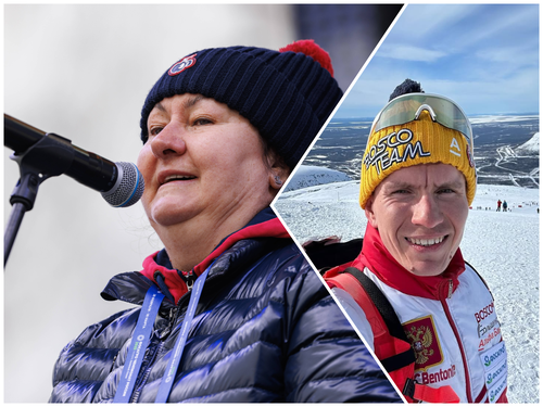 Președinta Federației Ruse de Schi, Elena Valbe și Alexander Bolshunov. Foto: Imago