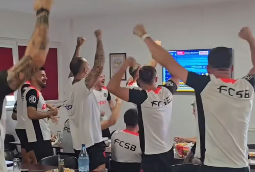 VIDEO Campionii de la FCSB au urmărit finala lui David Popovici în vestiar! Explozie de bucurie: Chiricheș și Alibec, pe mese