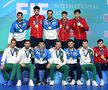 Echipa României pe podium alături de Italia, campioană mondială, și Ungaria, laureatăa cu argint