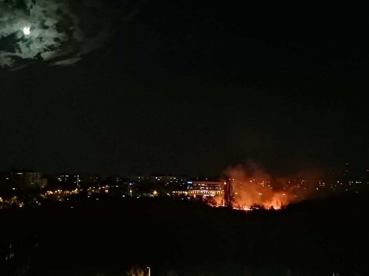 Incendiu de vegetație în parcul IOR / FOTO: Captură @Antena 3