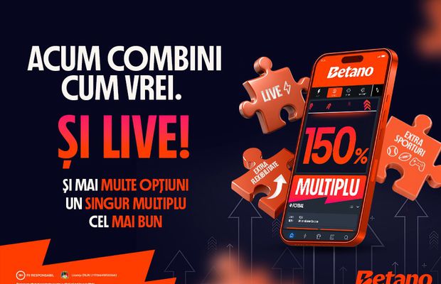 Weekend Multiplu pe Betano. Toate meciurile preferate sunt pe același bilet, cu extra câștig!