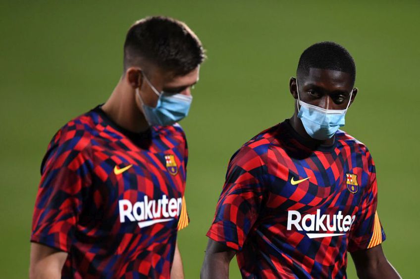 Ousmane Dembele (dreapta), care jucase din nou după zece luni de pauză pentru Barcelona, a apărut la ședința de pregătire cu un sfert de oră întârziere.