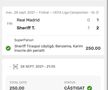 Bilete nebune jucate în România la Real Madrid - Sheriff » Cum a prins un parior o cotă de 250