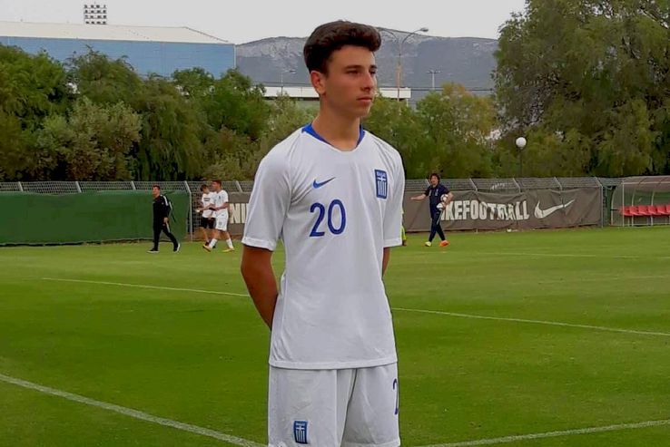 Andreas Acristinei, în tricoul naționalei de juniori a Greciei