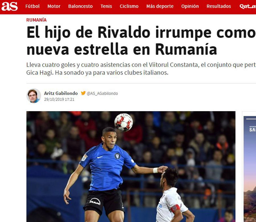 Ziariștii spanioli cred că Hagi ar putea da lovitura cu Rivaldinho: „E noua vedetă a fotbalului din România”