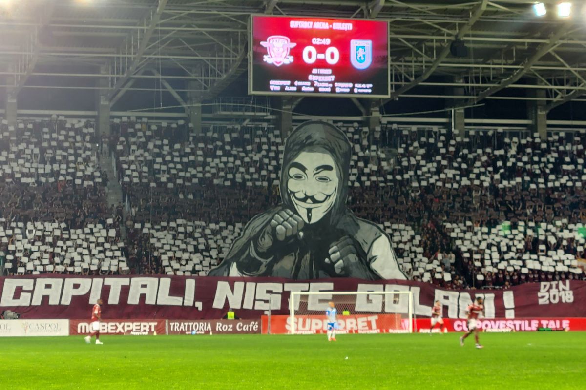 Scenografia afișată de rapidiști la derby-ul cu CSU Craiova și ce semnifica ea