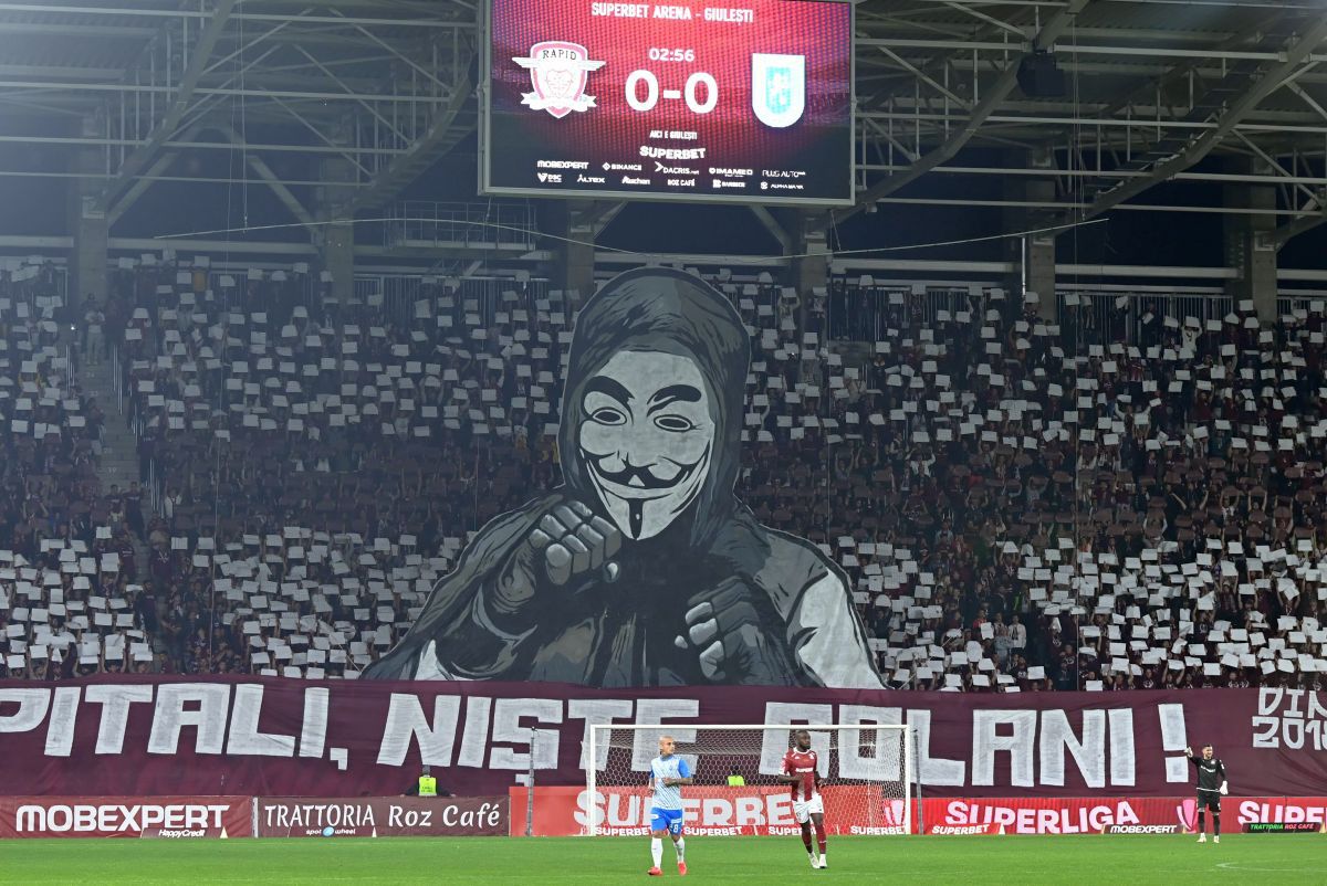 Scenografia afișată de rapidiști la derby-ul cu CSU Craiova și ce semnifica ea