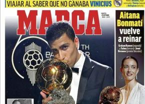 Ce titrează pe prima pagină ziarul de casă al lui Real Madrid, a doua zi după ce Rodri a primit Balonul de Aur