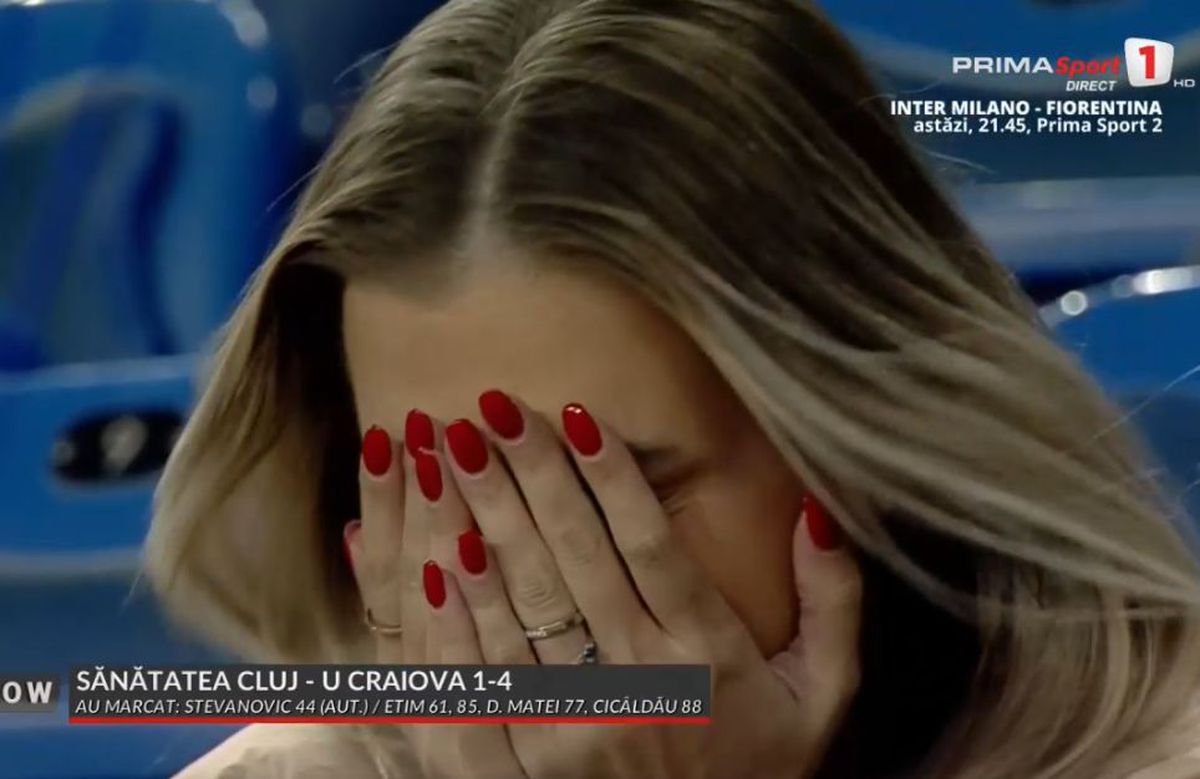 Cine este femeia care a izbucnit în lacrimi în tribune, după golul din Sănătatea Cluj - Craiova