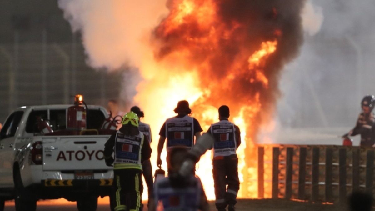 Accident - Mașina lui Romain Grosjean a luat foc. 29.11.2020
