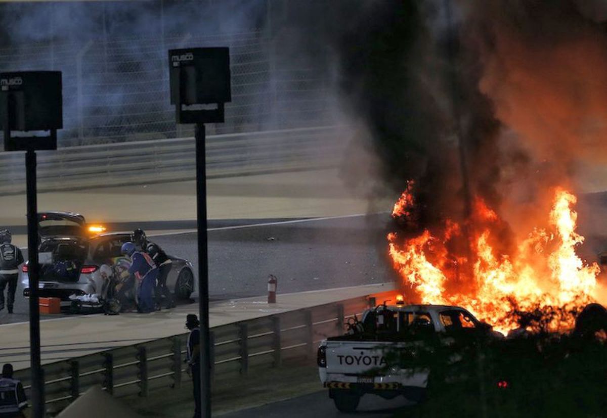 Accident - Mașina lui Romain Grosjean a luat foc. 29.11.2020