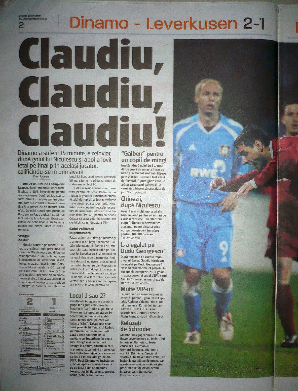 Dinamo - Bayer Leverkusen (29 noiembrie 2006)