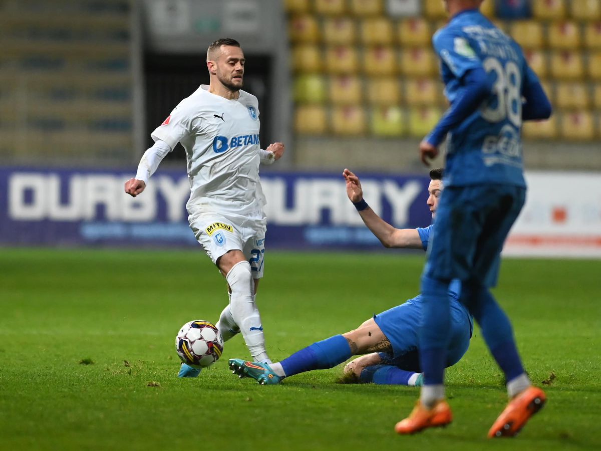 CS Universitatea Craiova a condus aproape tot meciul, dar a comis-o pe final! Doar egal cu Chindia, după un final dramatic