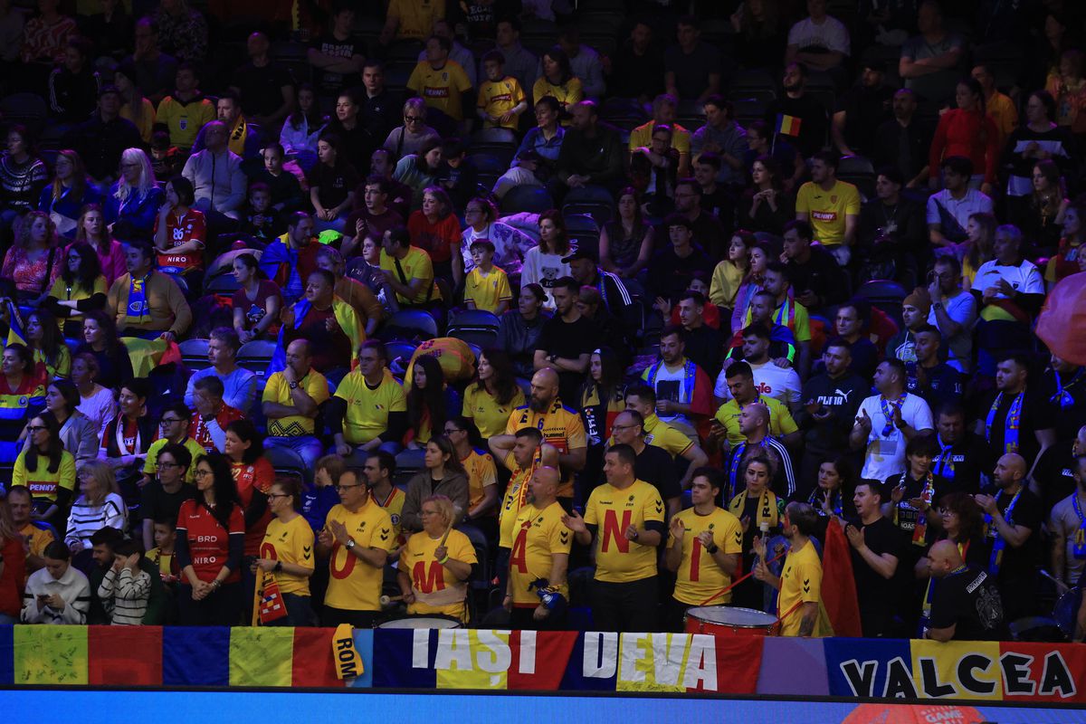 Fanii români în timpul meciului România - Japonia