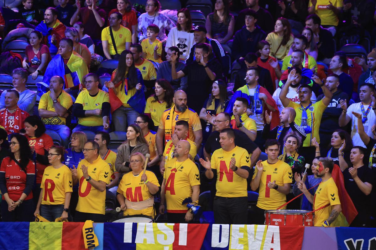 Fanii români în timpul meciului România - Japonia