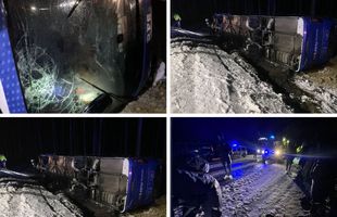 Autocarul campioanei Letoniei s-a răsturnat într-un șanț! » Primele vești și imagini de la locul accidentului