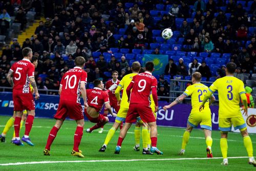 Igor Armaș a marcat un gol superb, din „foarfecă”, în Kazahstan - Republica Moldova // foto: fmf.md