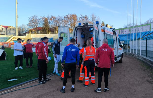 Transportat la spital, imediat după Botoșani - Poli Iași » S-a accidentat la o fază care nu anunța nimic