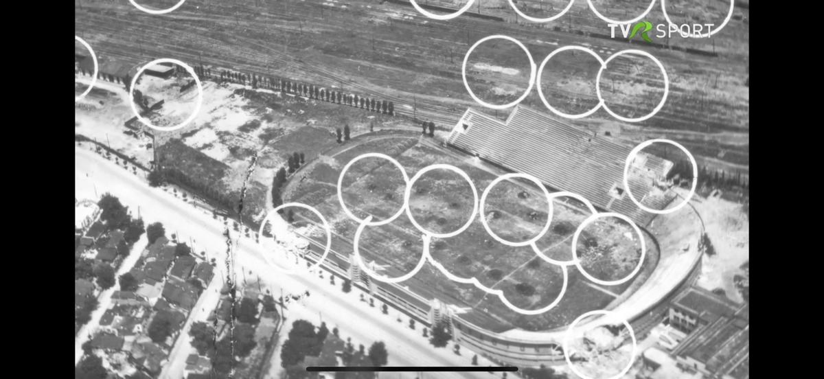 Imagini în premieră difuzate de Televiziunea Română » Cum a fost devastat stadionul Rapid în bombardamentele din 1944!